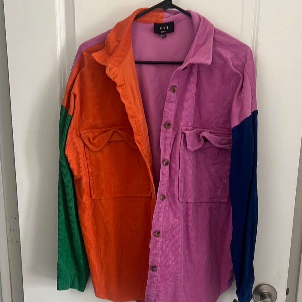 Vici Colorblock Jacket - Pink, Orange, Green, Blue
